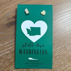 Lucky Feather Gold Washington State Earrings